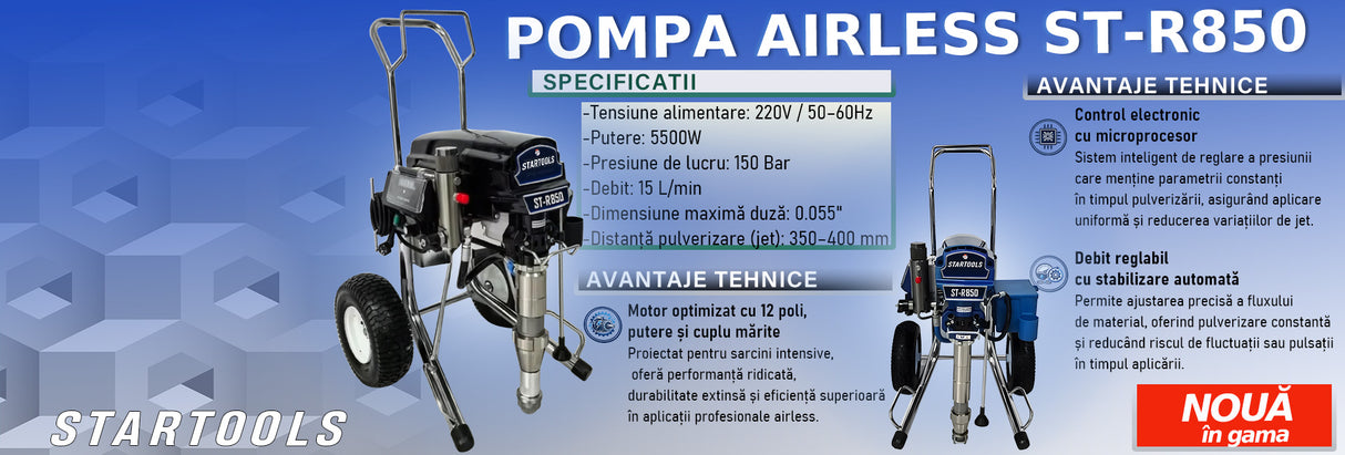 Pompa airless profesionala de glet ST-R850, putere 5500W, debit 15L/min