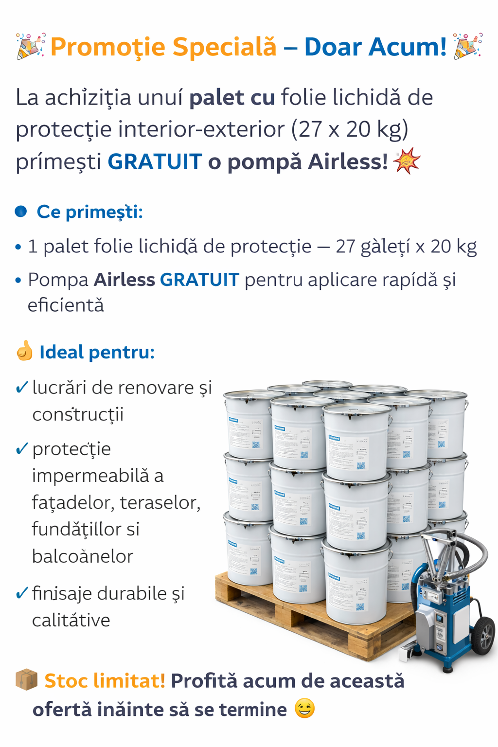 Folie lichida Octapeel ,interior-exterior, la palet 27 x 20 kg, pompa airless gratuita !