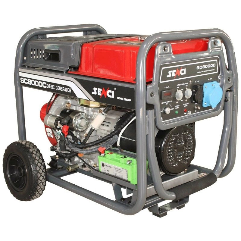 Generator de curent SENCI SC8000DE putere maxima 7,0 kW 230V pornire electrica motor Diesel