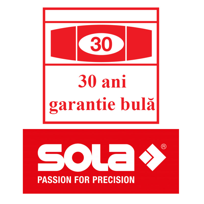 Nivela SOLA BAUPRO 80 din aluminiu, profil tubular, argintiu, 2 bule, 80 cm, ± 0.50 mm/m (0.029°)