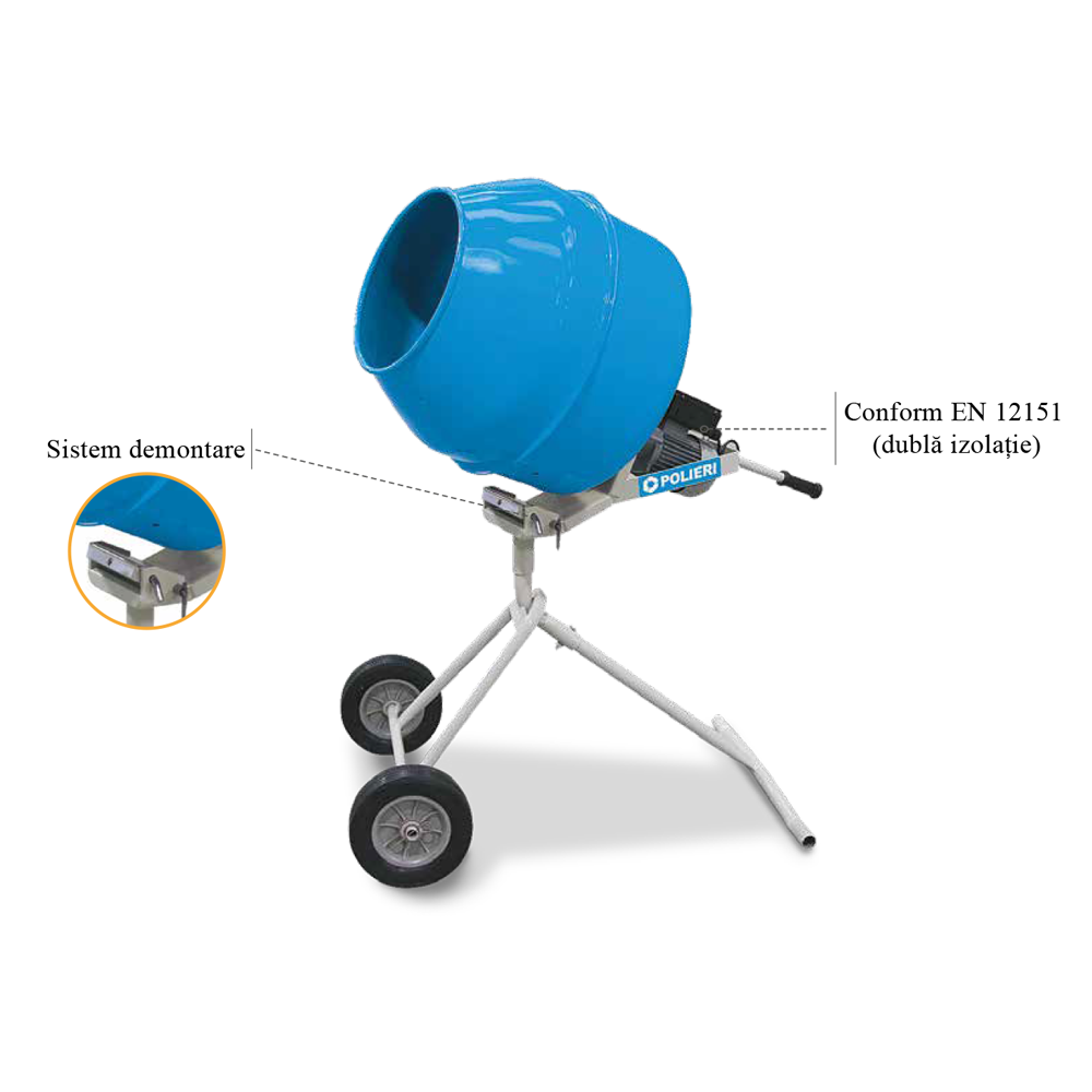 Betoniera MINIHOBBY POLIERI 140 LITRI MONOFAZATA