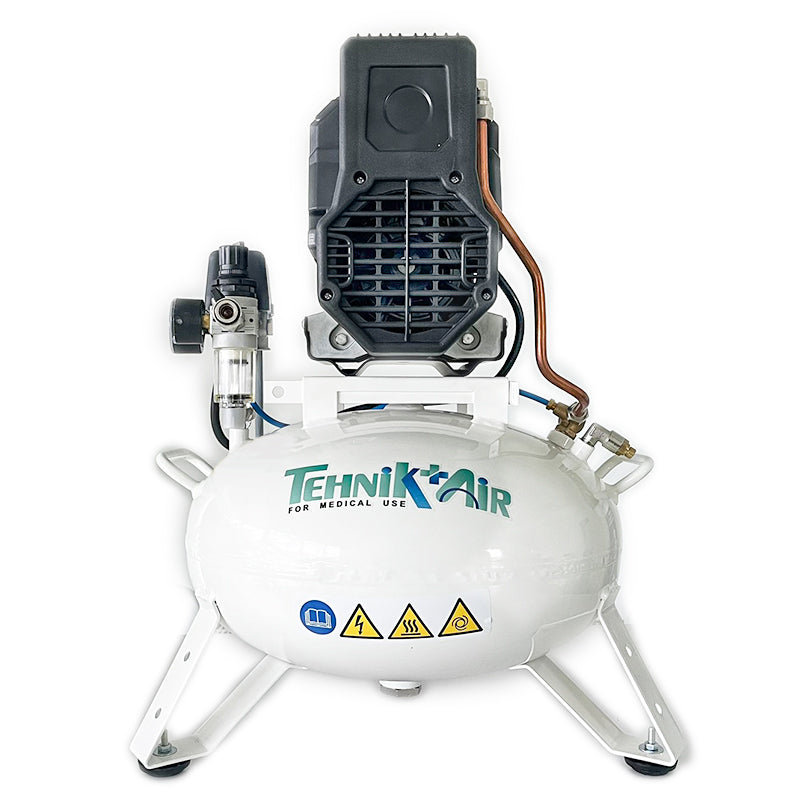 Compresor medical silentios TEHNIK-AIR 24/XS88 | pentru un scaun dentar, 140 l/min, butelie 24 l, 9 bar