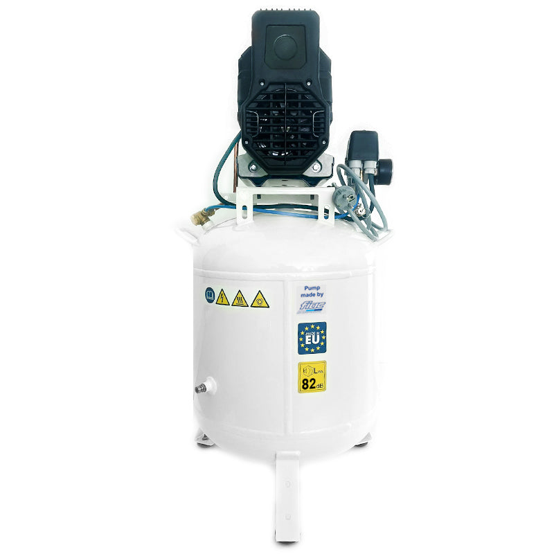 Compresor medical silentios TEHNIK-AIR 50/XS258 | pentru 2-3 scaune dentare, 230 l/min, butelie 50 l, 9 bar