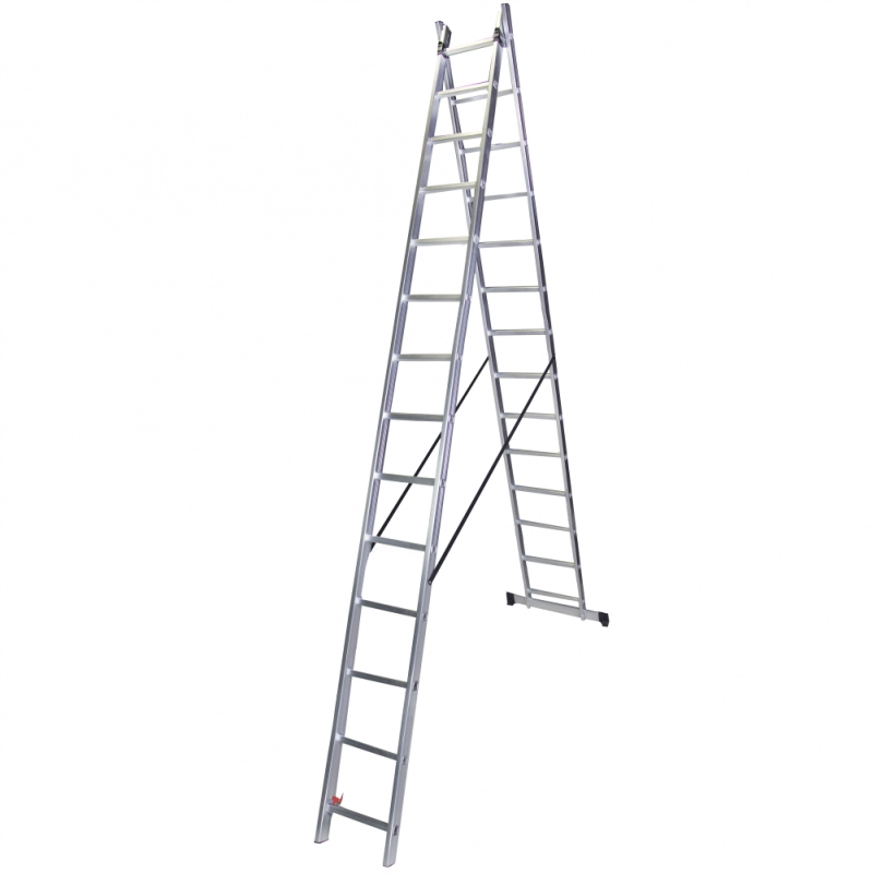 Aluminum double ladder BISONTE STR214 2 x 14 steps, maximum height 6.8 m