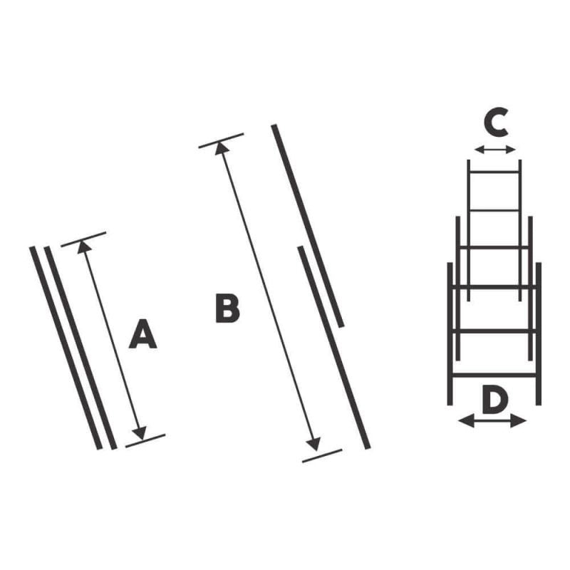 Aluminum double ladder BISONTE STR214 2 x 14 steps, maximum height 6.8 m