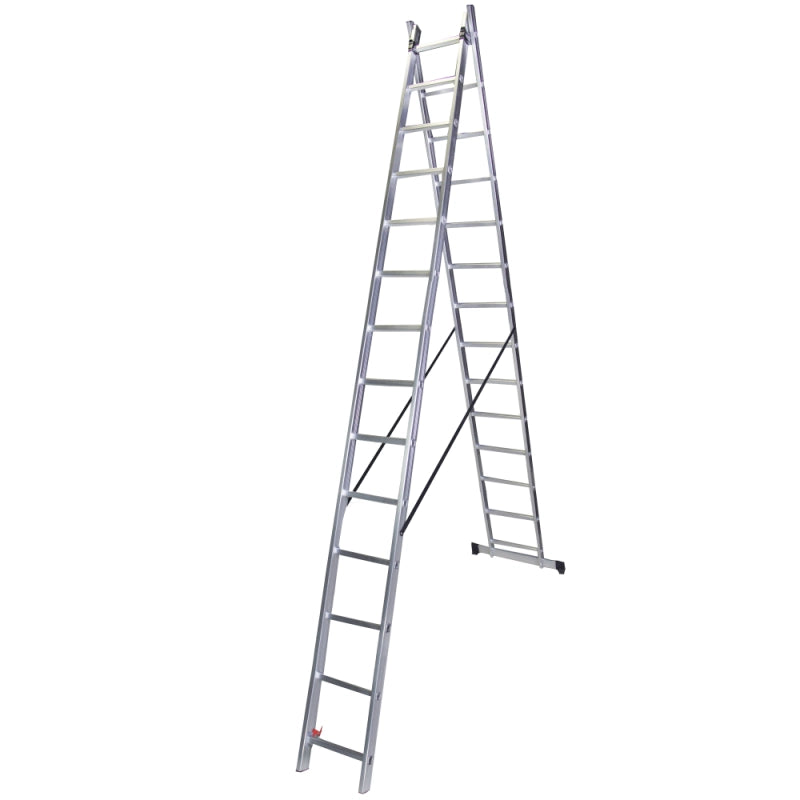 Aluminum double ladder BISONTE STR217 2 x 17 steps, maximum height 8.9 m