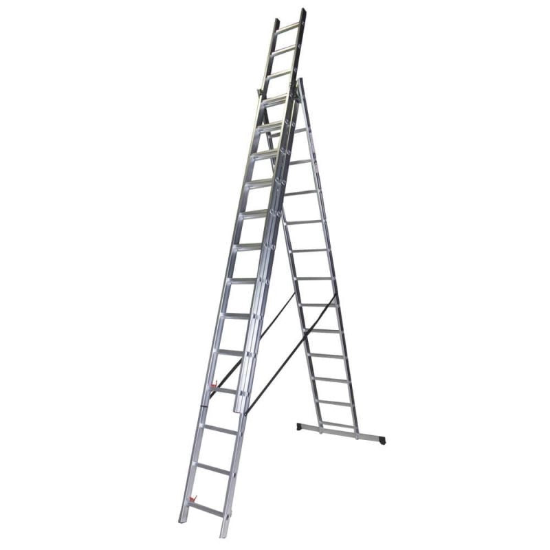 Triple aluminum ladder BISONTE STR313 3 x 13 steps maximum height 9.25 m