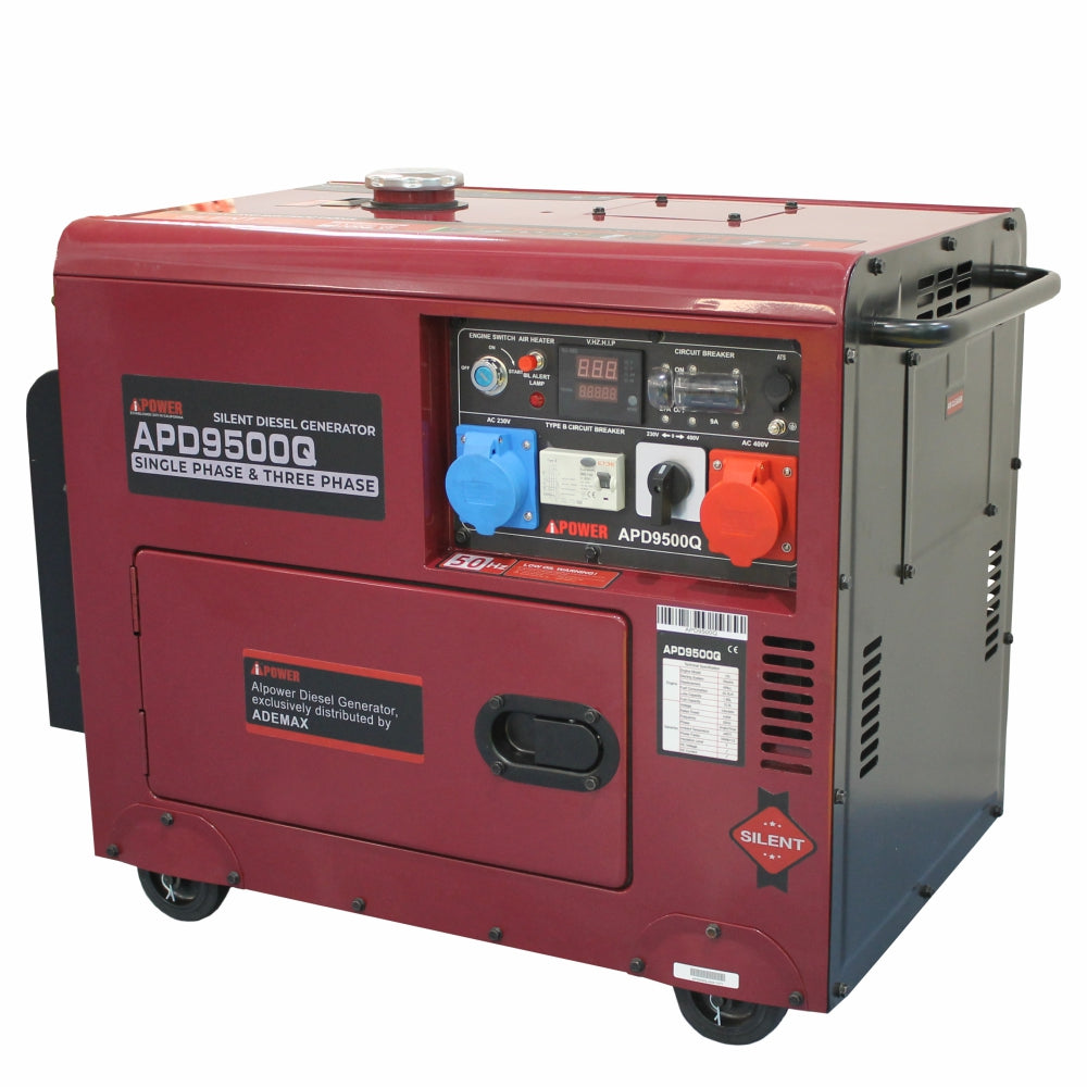 Generator de curent insonorizat AiPower APD9500QFA putere maxima 6,5kW 230/400V Diesel