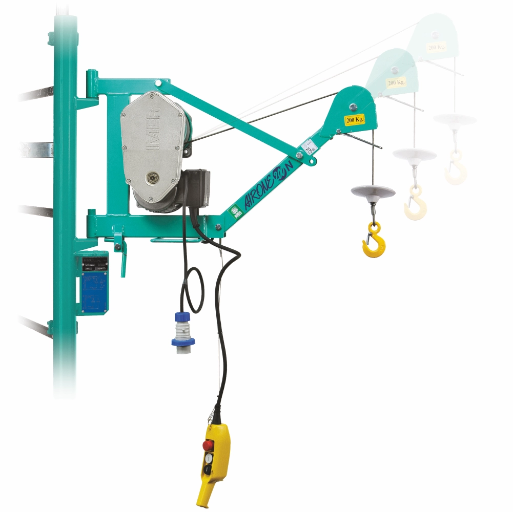 Electric hoist IMER AIRONE 200N maximum load 200 kg maximum height 30 m motor 230V 0.75 kW