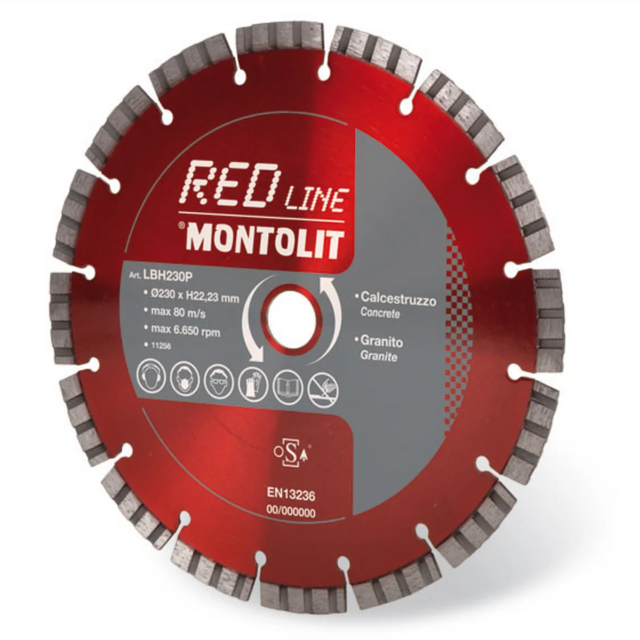 Disc diamantat Montolit LBH 350 mm – taiere uscata – pentru beton, granit, piatra dura