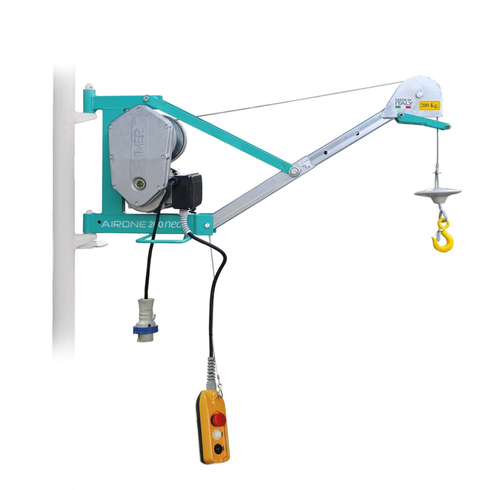 Electric hoist IMER AIRONE 200 NEO maximum load 200 kg maximum height 30 m motor 230V 0.75 kW