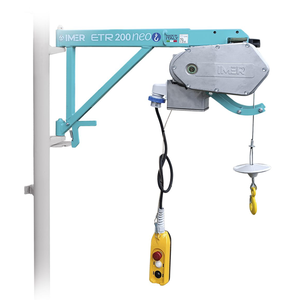 IMER ETR 200 NEO Electric Hoist, maximum load 200 kg, maximum height 30 m, 230V 0.75 kW motor
