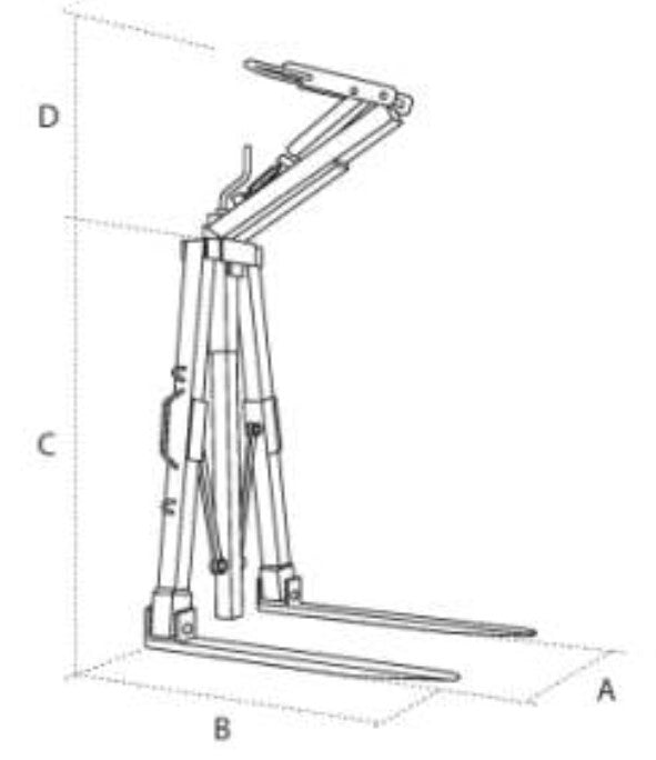 Furca macara cu arc UNIMEC 1000mm , reglare automata a centrului de greutate 2000kg