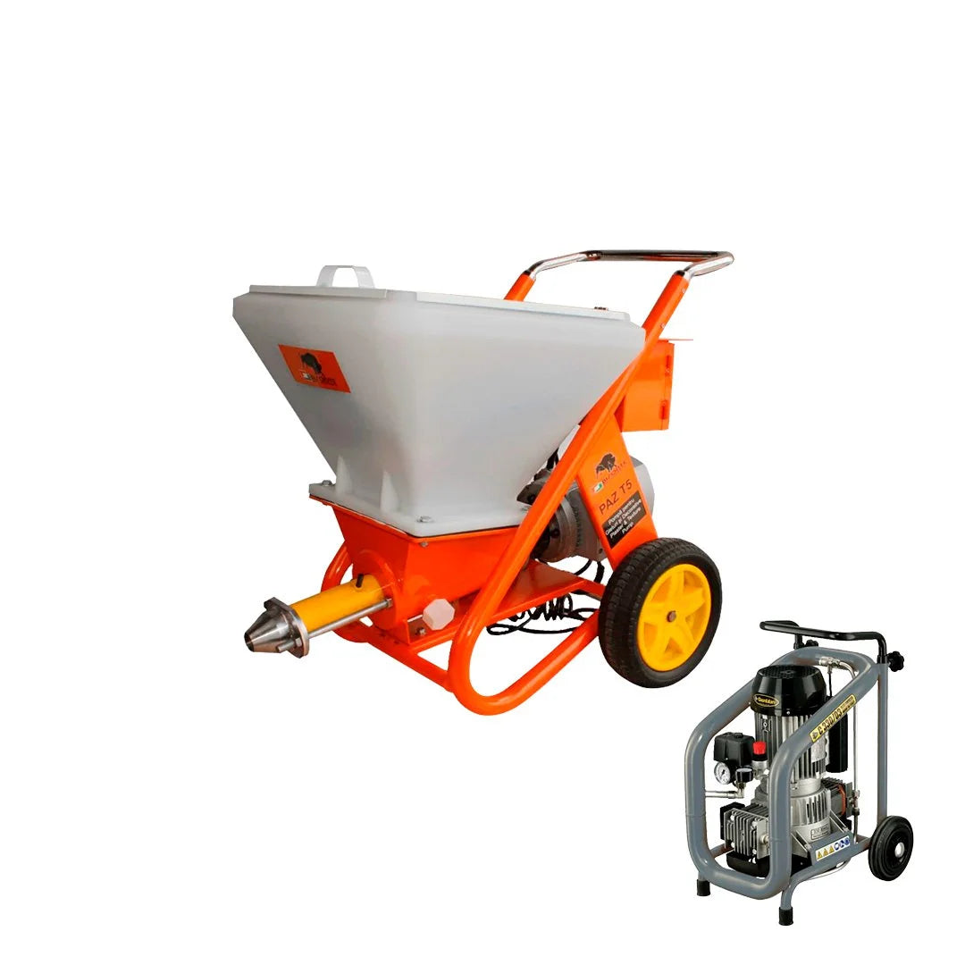 Pompa glet si decorativa, Bisonte PCS-T5 debit 15 l/min. si compresor Wagner C330/03