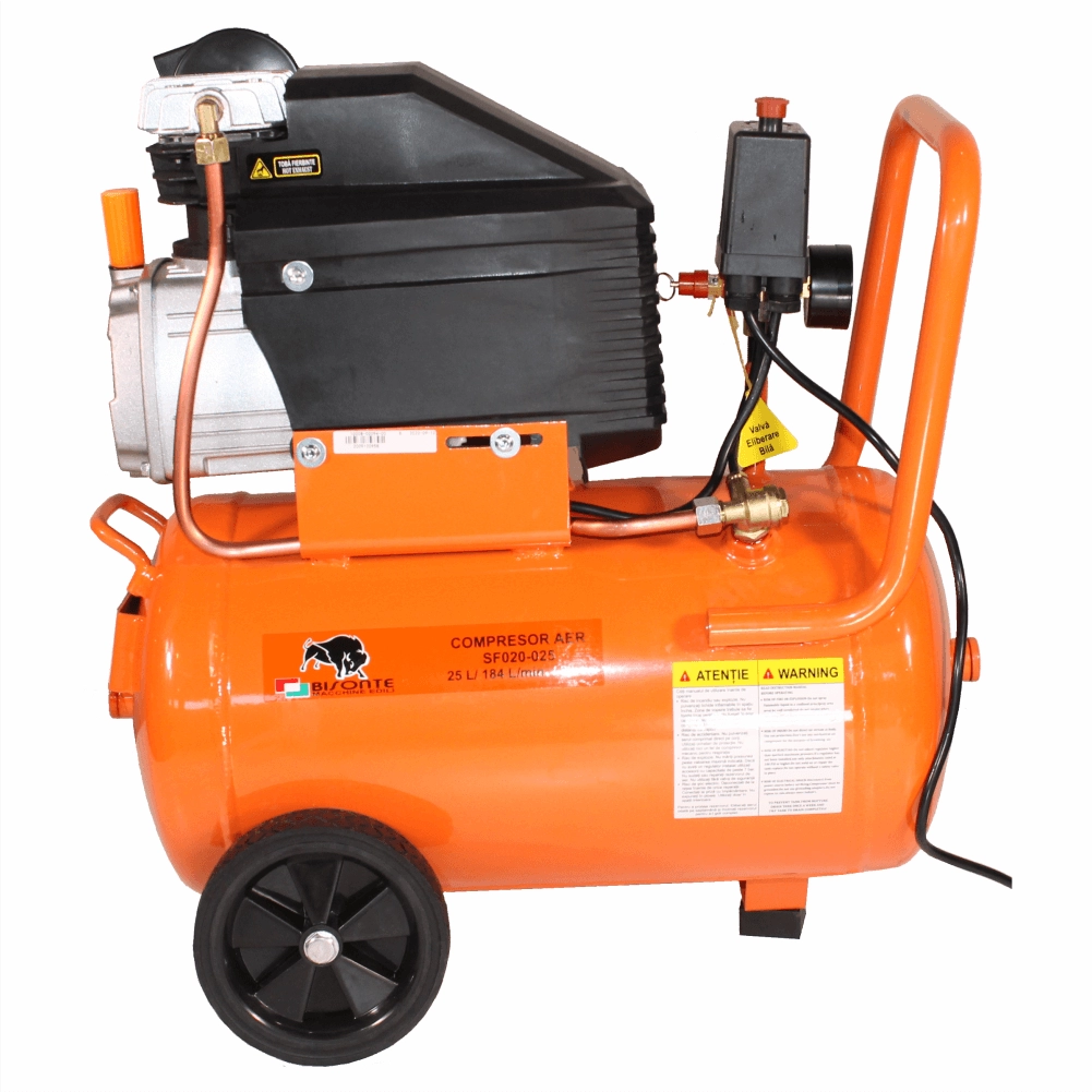 BISONTE SF020-025 piston air compressor with oil 230V 2.0 hp, air flow 187 l/min pressure 8 bar