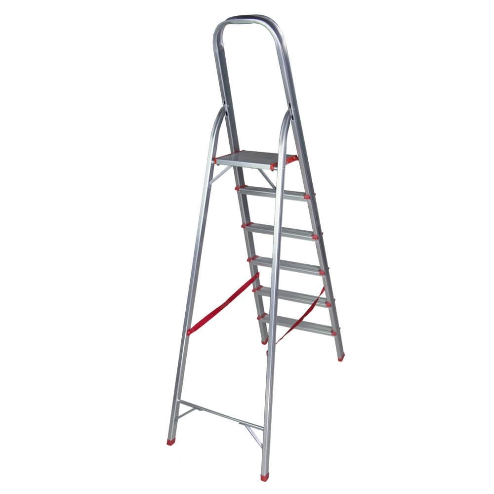 Aluminum ladder BISONTE STR0106 6 steps, maximum height 1.70 m for interior