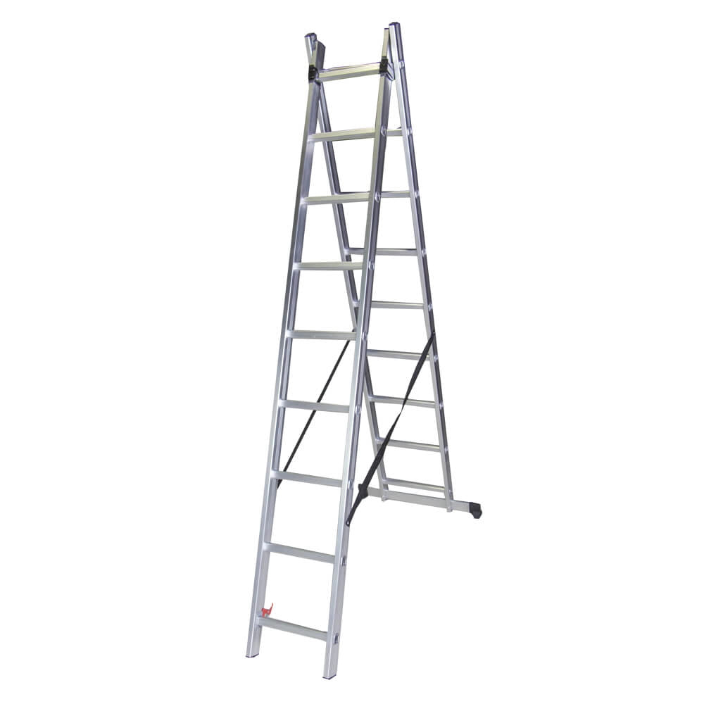 Aluminum double ladder BISONTE STR209 2 x 9 steps, maximum height 4.25 m