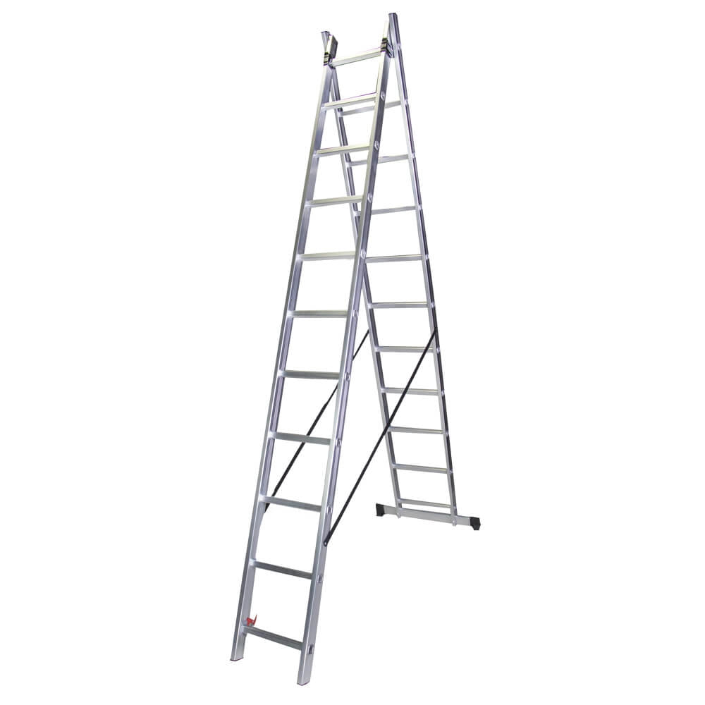 Double aluminum ladder BISONTE STR211 2 x 11 steps maximum height 5.3m