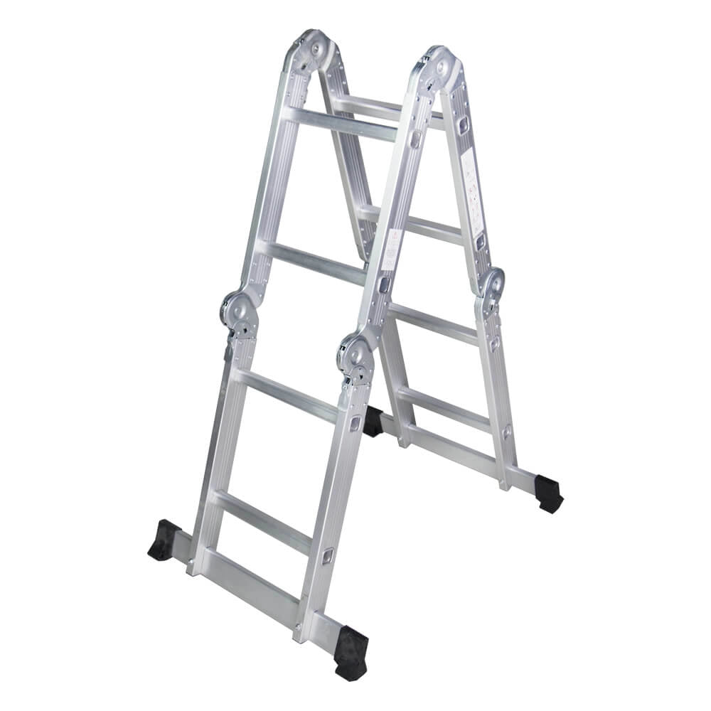 Multifunctional aluminum ladder BISONTE STR402 4 segments x 2 steps, maximum height 2.5 m