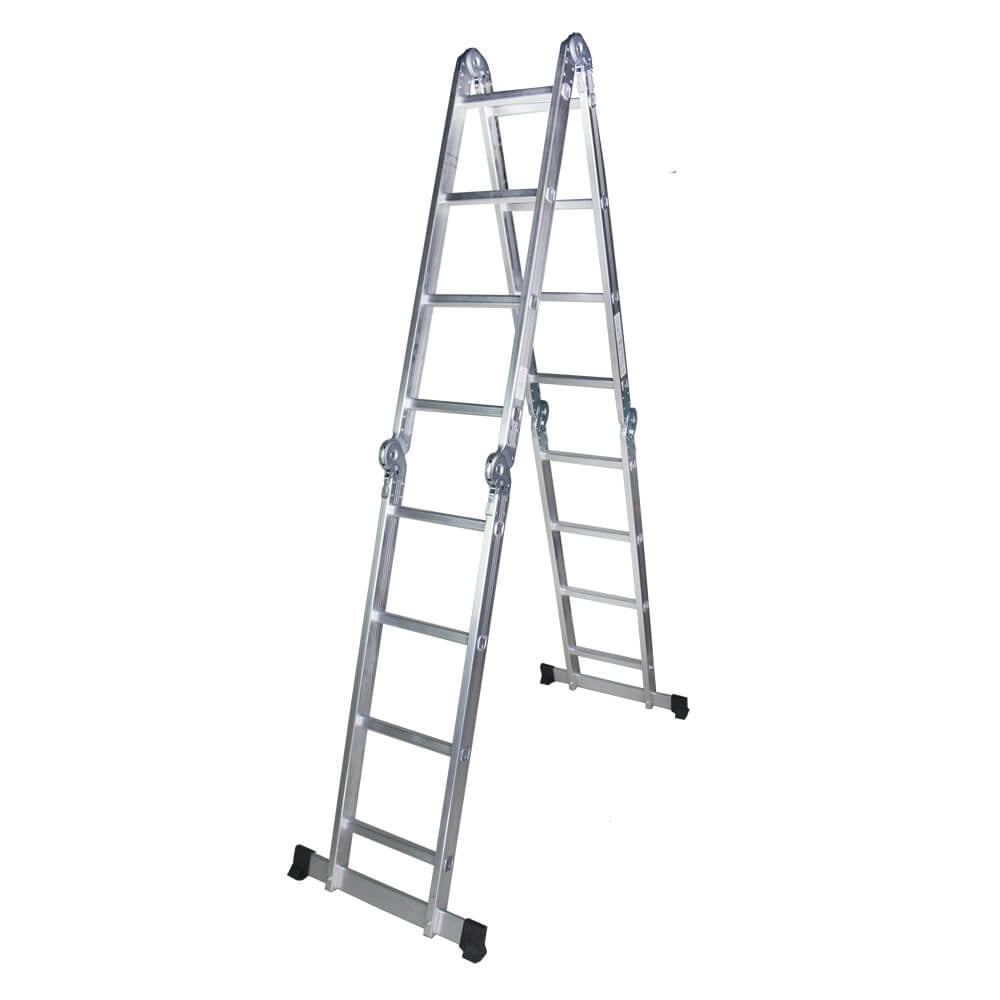 Multifunctional aluminum ladder BISONTE STR404 4 segments x 4 steps maximum height 4.60 m