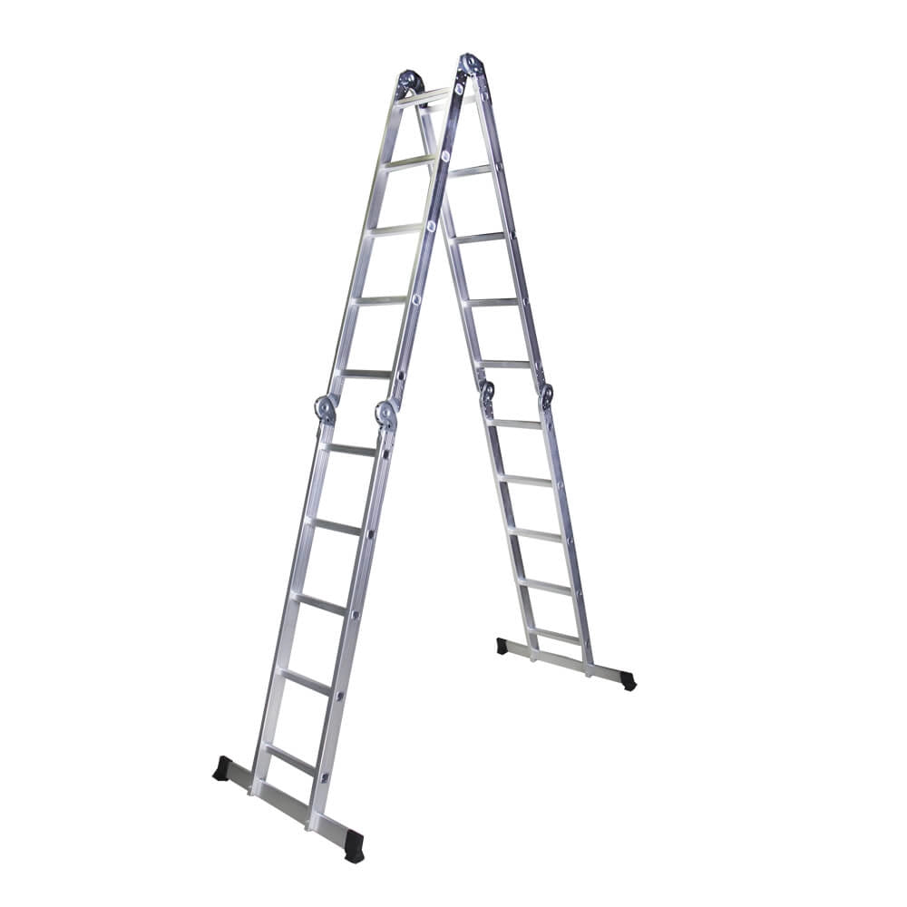 Multifunctional aluminum ladder BISONTE STR405 4 segments x 5 steps, maximum height 5.8 m