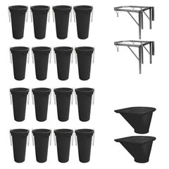 Set Tubulatura evacuare deseuri neagra 16 buc. evacuare 2 suporti cuva 2 cuve incarcare