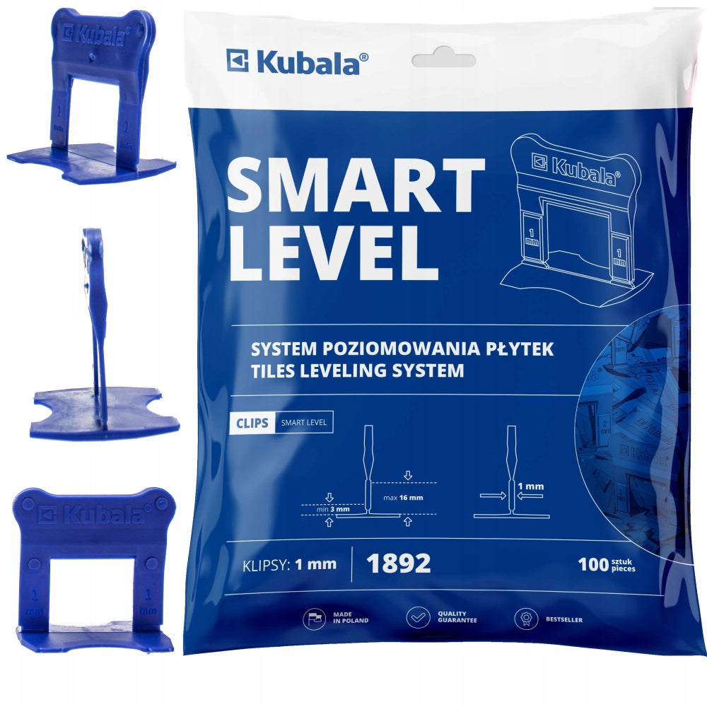 Cleme Nivelare Premium Placi Ceramice Gresie/Faianta Kubala Smart Level Pro 1Mm, Pachet 100 Buc