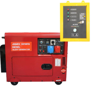 Generator SCD7500 TEQ, Putere max. 5.5 kW / 6.9 kVA, 230V/400V AVR, motor Diesel cu ATS inclus