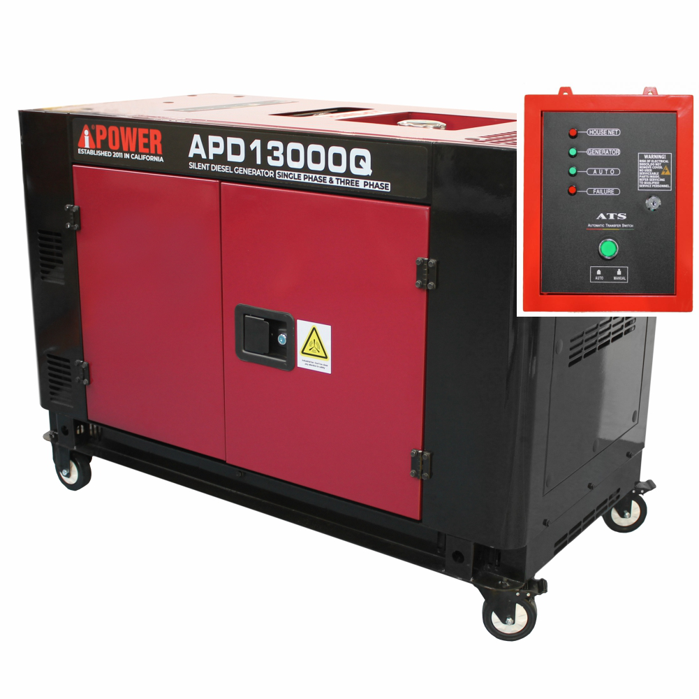 Generator de curent insonorizat AiPower APD13000Q putere maxima 11,0kW 230/400V Diesel ATS inclus