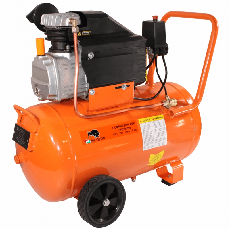 BISONTE SF020-050 piston air compressor with oil 230V 2hp, air flow 187 l/min pressure 8 bar