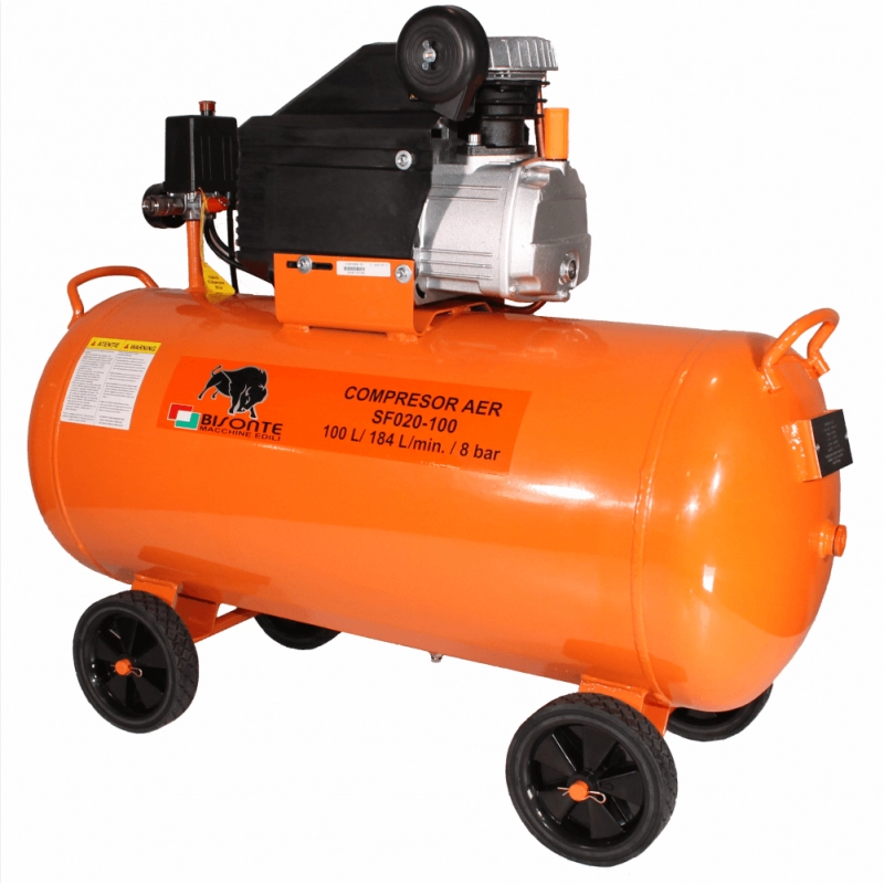 BISONTE SF020-100 piston air compressor with oil 230V 2.0 hp, air flow 187 l/min pressure 8 bar