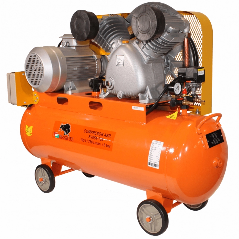 BISONTE SV54-105 piston air compressor with oil 400V 5.5 hp, air flow 786 l/min pressure 8 bar