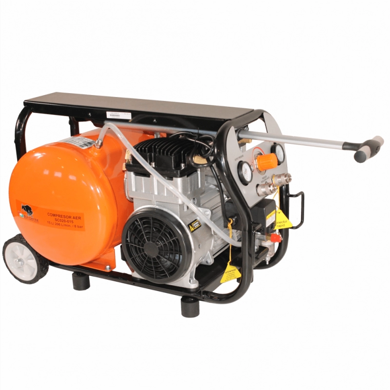 Piston air compressor BISONTE SC020-015 without oil 230V 2 hp, air flow 206 l/min pressure 8 bar