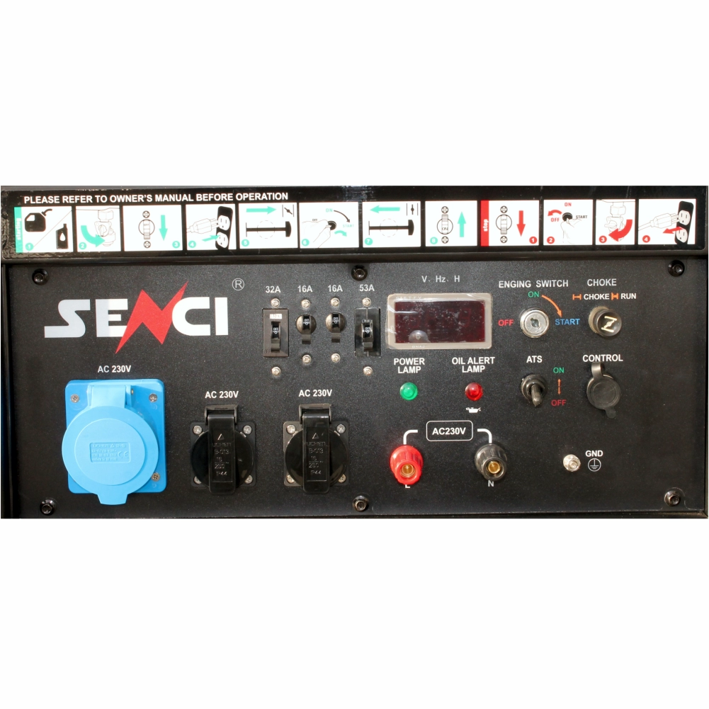 Current generator SENCI SC15000 EVO maximum power 13k W 230V electric start