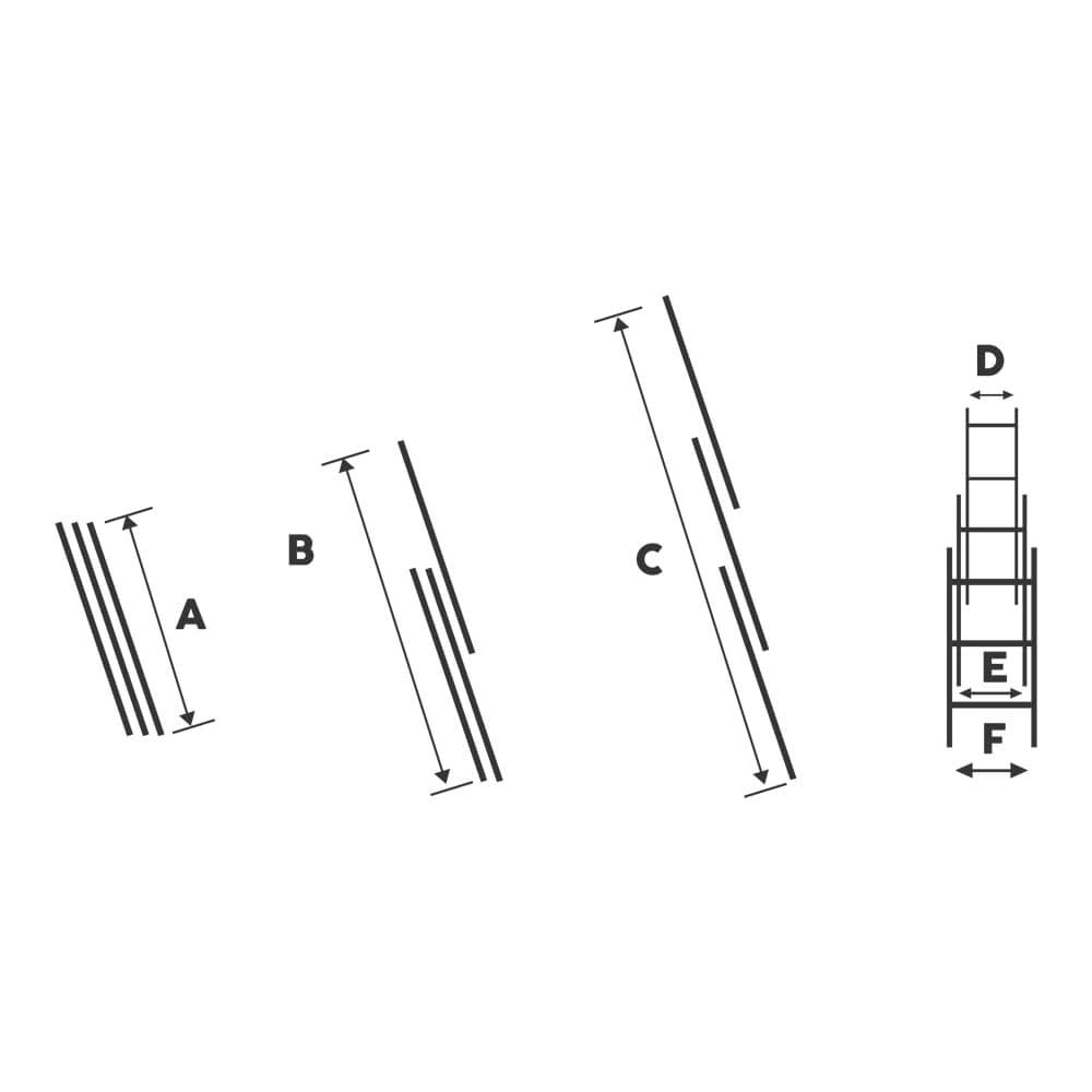 Triple aluminum ladder BISONTE STR309 3 x 9 steps, maximum height 5.89 m