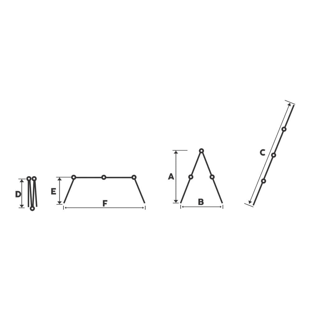 Multifunctional aluminum ladder BISONTE STR402 4 segments x 2 steps, maximum height 2.5 m