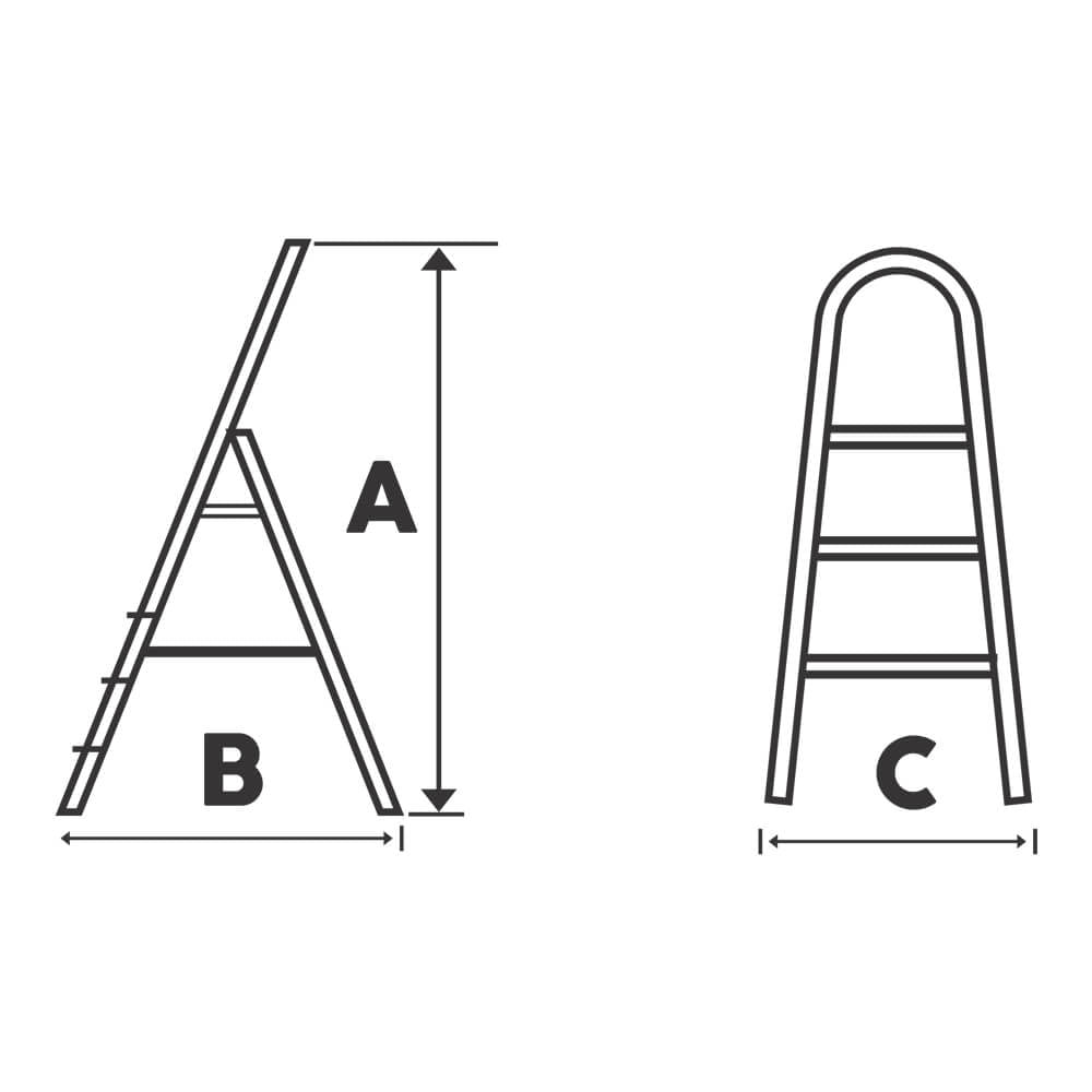 Aluminum ladder BISONTE STR0104 4 steps, maximum height 1.32 m, for indoor use