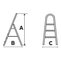 Scara aluminiu BISONTE STR0103 3 trepte, inaltime maxima 1,12 m pentru interior