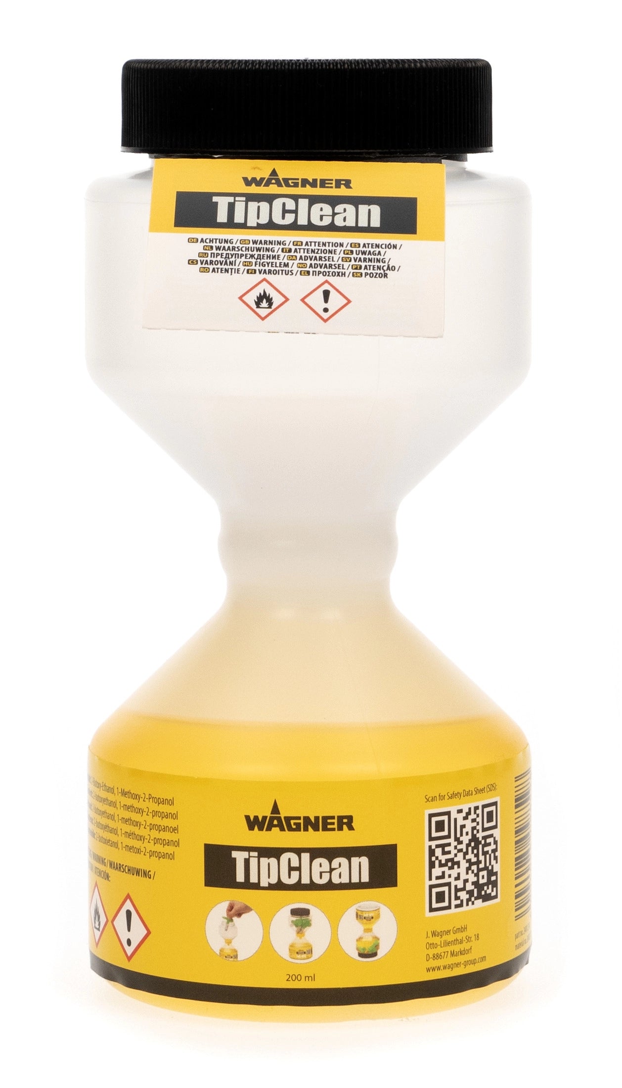 Airless nozzle cleaning solution Wagner TipClean container 200 ml hourglass