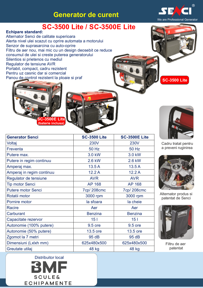 SC3500 Lite SC3500E Lite generator de curent Senci Distribuitor 1